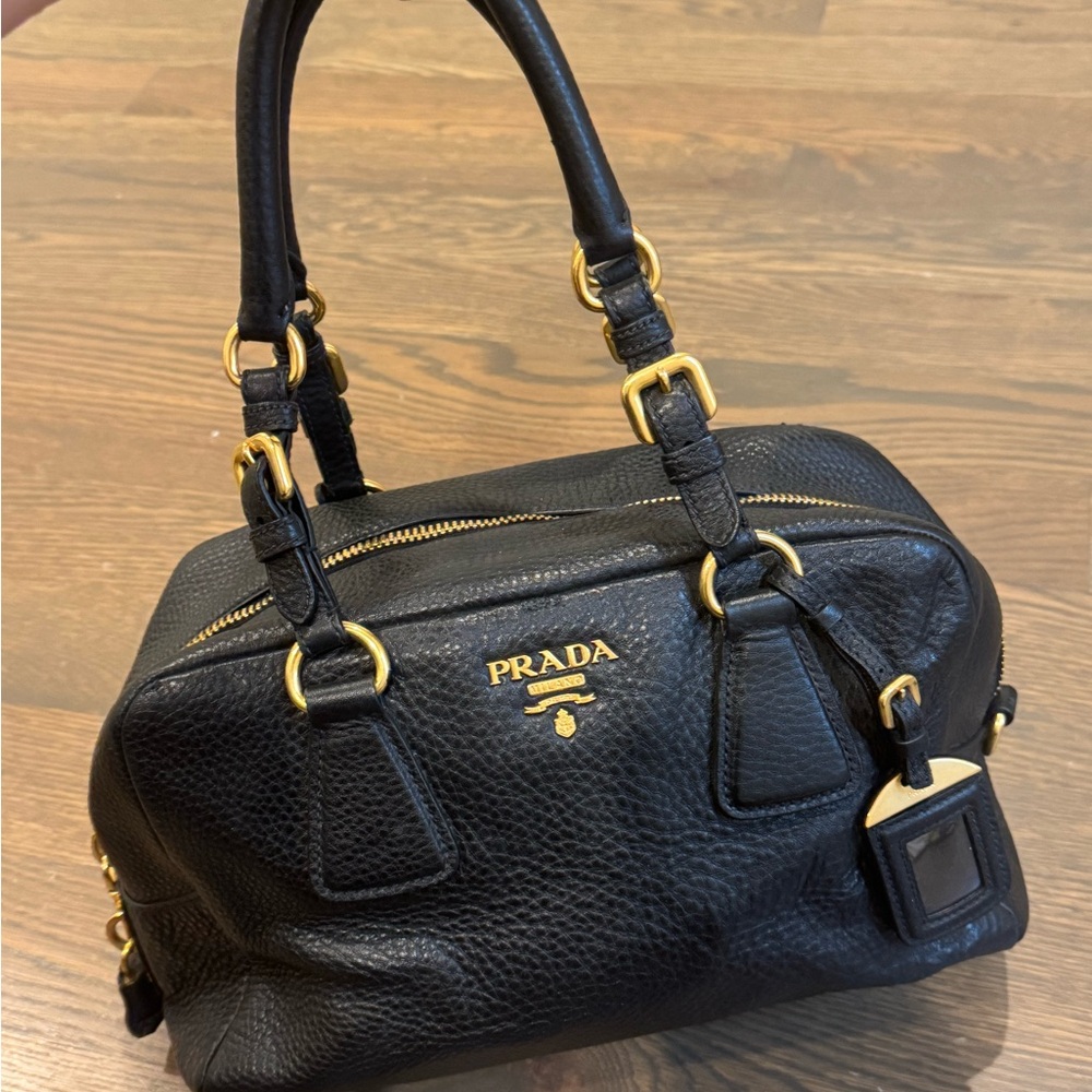 Prada Bauletto Black grainy leather bag (preowned)